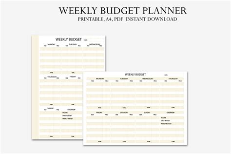 weekly budget planner printable planner