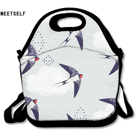 Samcustom 3d Print Swallows Lunch Bags Insulated Waterproof Food Bag