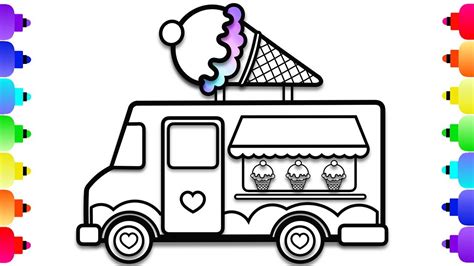 draw  ice cream truck easy  kids ice cream truck coloring
