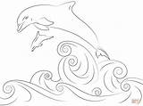 Dolphin Jumping Coloring Dolphins Water Drawing Pages Printable Papercraft Easy Getdrawings Color 1228 Supercoloring Paper Choose Board Tattoo sketch template