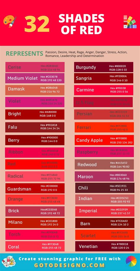 shades  red color  hex code complete guide  shades