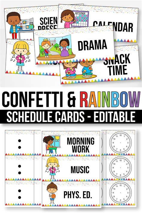 schedule cards display  kids  teachers   match
