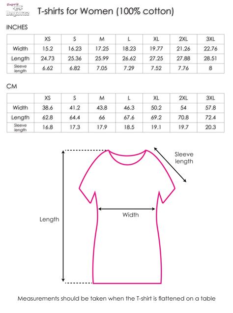 size chart  shirts  women designs  royi