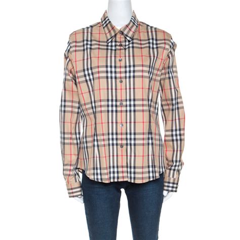 Burberry Beige Nova Check Cotton Long Sleeve Button Down Shirt Xl