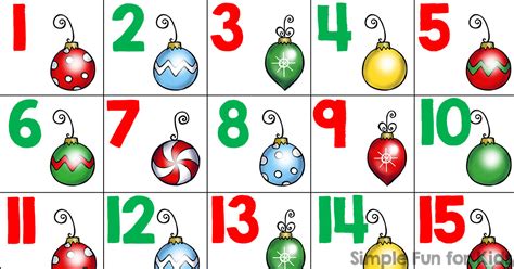 christmas countdown day  christmas ornament number cards   simple fun  kids