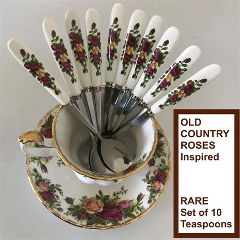 Royal Albert Old Country Roses Flatware Spoons 10 Demitasse Teaspoons Set