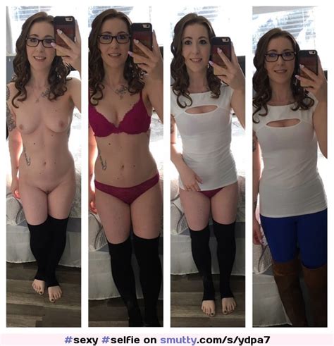 Sexy Selfie Dressedundressed Onoff Socks Thighhighs Pussy Tits