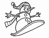 Snowman Snowboard Coloring Descent Colorear Para Nieve Coloringcrew Dibujo Muneco Tabla Christmas sketch template