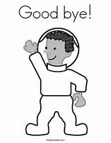 Coloring Bye Good Cartoon Goodbye Clipart Waving Pages Astronaut Cliparts Hello Colouring Outline Print Twistynoodle Ll sketch template