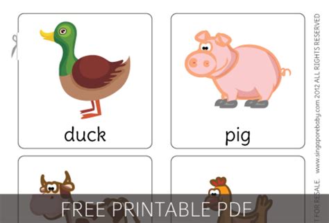 printable  farm animals flashcards animal flashcards