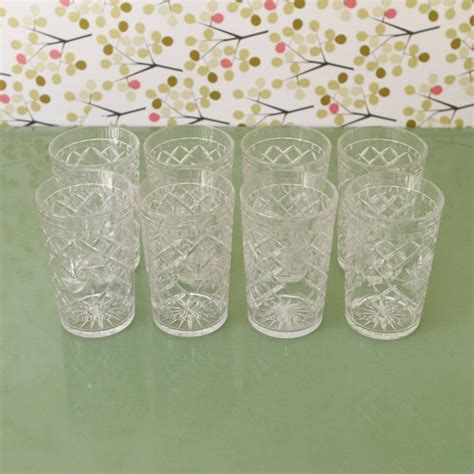 Vintage Clear Drinking Glasses Plastic Picnic Cut Glass