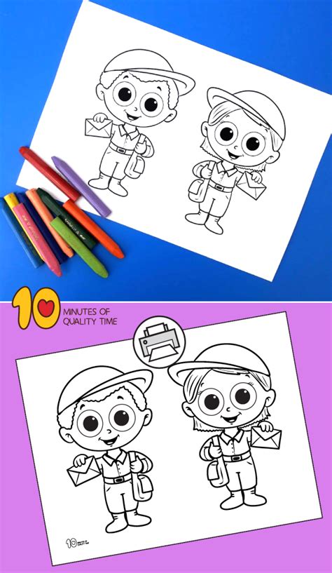 mail carrier coloring page  minutes  quality time
