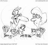 Cribbage Cartoon Playing Couple Toonaday Outline Illustration Royalty Rf Clip 2021 sketch template