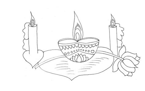 beautiful candle lights  diwali coloring page netart diwali
