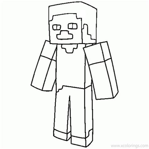 minecraft coloring pages steve outline xcoloringscom