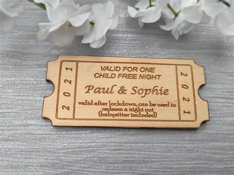 personalised wooden token gift dinner date spa day drink etsy