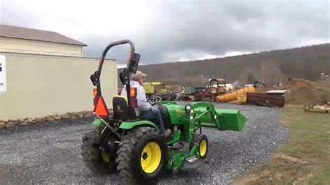 john deere  compact tractor   loader   belly mower  sale youtube
