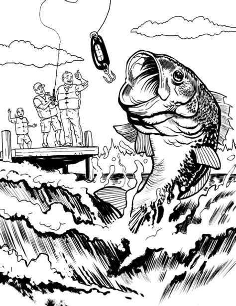 coloring page bass fish bass clipart clipartion  largemouth sexiz pix