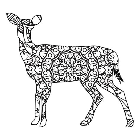 mandala deer coloring page  vector art  vecteezy