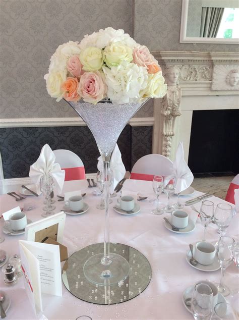 Rose And Hydrangea Centrepiece In Martini Vase By Add Style Uk Martini