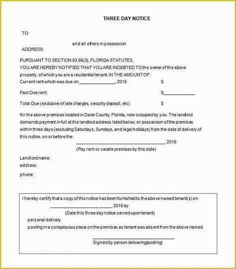 eviction notice template florida    day eviction notice