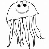 Jellyfish Coloring Outline Pages Template Clipart Clip sketch template