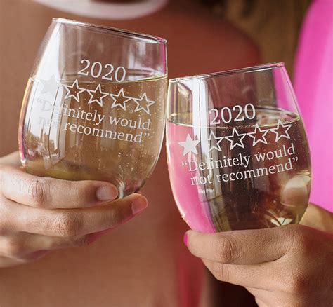 2021 Review Stem Less Wine Glass New Years Eve Wine Glass Etsy