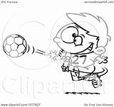 Ball Kicking Boy Clipart Soccer Outlined Illustration Toonaday Royalty Vector Leishman Ron 2021 sketch template