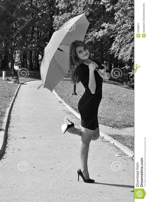Woman With Umbrella Stock Image Image 34189071