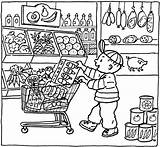 Grocery Coloring Store Market Pages Kleurplaat Supermarkt Kids Sheets Shopping Colouring Printable Food Kleurplaten Thema Getcolorings Book Supermarket Shop Color sketch template
