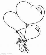 Coloring Pages Heart Balloons Shaped Printable Holidays Kindergarten Valentines sketch template