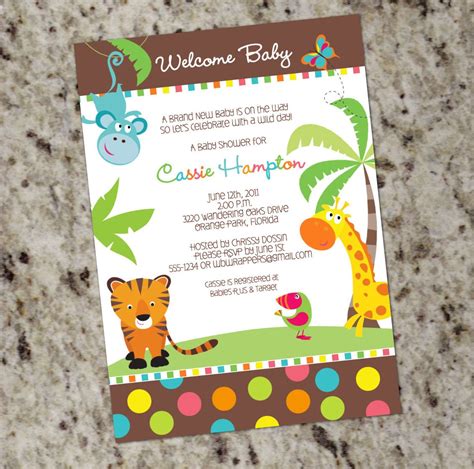colorful safari animals baby shower invitations gender neutral