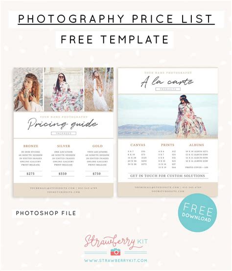 photographer price list template  artofit