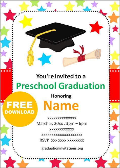 editable kindergarten graduation invitation templates
