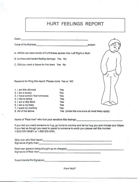 hurt feelings report template professional plan templates
