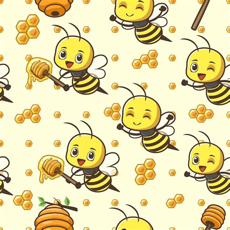 premium vector seamless pattern cute  bee