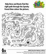 Dora Maze Explorer Forest Coloring Spooky Print Activity Activities Kids Puzzles sketch template