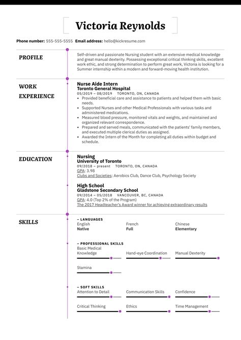 nursing student resume  kickresume