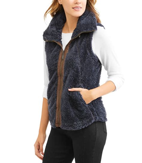 climate concepts  apparel womens fluffy fleece vest  walmartcom walmartcom