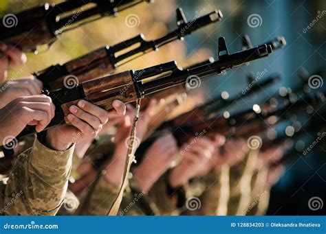 soldires   row shooting   air stock image image  bullet service