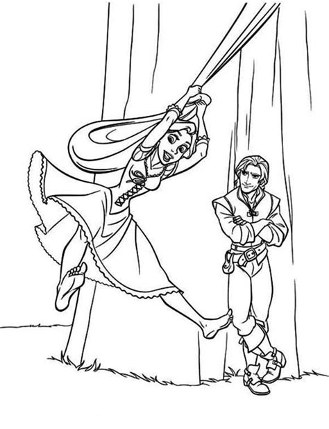 rapunzel flying  flynn coloring page kids play color tangled