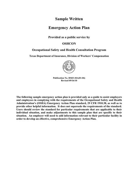 sample written emergency action plan  word   formats