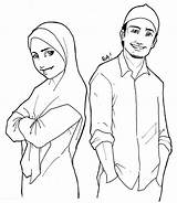 Muslim Islam Lelaki Kartun Perempuan Animasi Agent Karikatur Pasangan Mohamed Shaimaa Pengantin Kecil Muslimah Aku Pengaruh Kehidupan Sifat Perbezaan Seorang sketch template