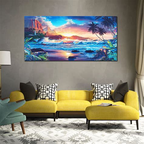 unframed canvas wall art sunset sea beach modern seascape scenery
