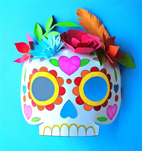 day   dead party ideas diy printable color  calavera masks