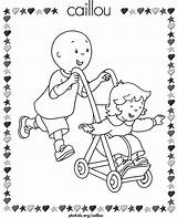 Caillou Coloring Ruca Stroller Pushing Baby Kolorowanki Cailou Malvorlagen Ausdrucken Dzieci Pedagogia Rosie Hijo Rota83 Foco sketch template