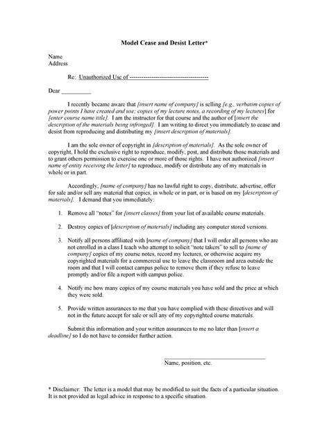 sample cease  desist letter trademark infringement  letter