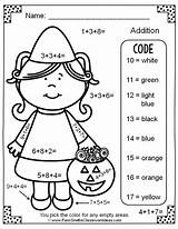 Halloween Addition Color Numbers Number Addends Three Worksheets Math Coloring Digit Fall Grade Printable Activities Teacherspayteachers Kindergarten Printables Single Multiplication sketch template