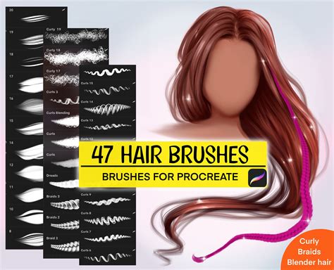 hair brushes procreate braids hair brushes procreate curly etsy