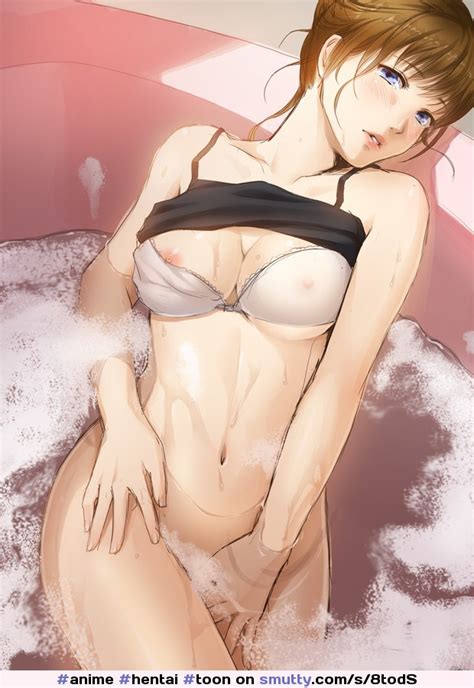 anime hentai toon bottomless bath wet eyecontact fingering